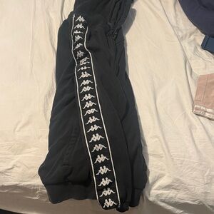 Kappa Black Joggers with White Logo Tape